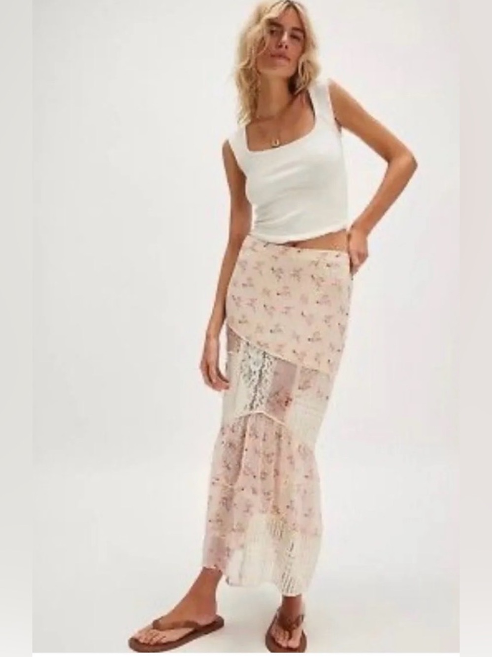 Free People Daniella Lace Maxi Skirt